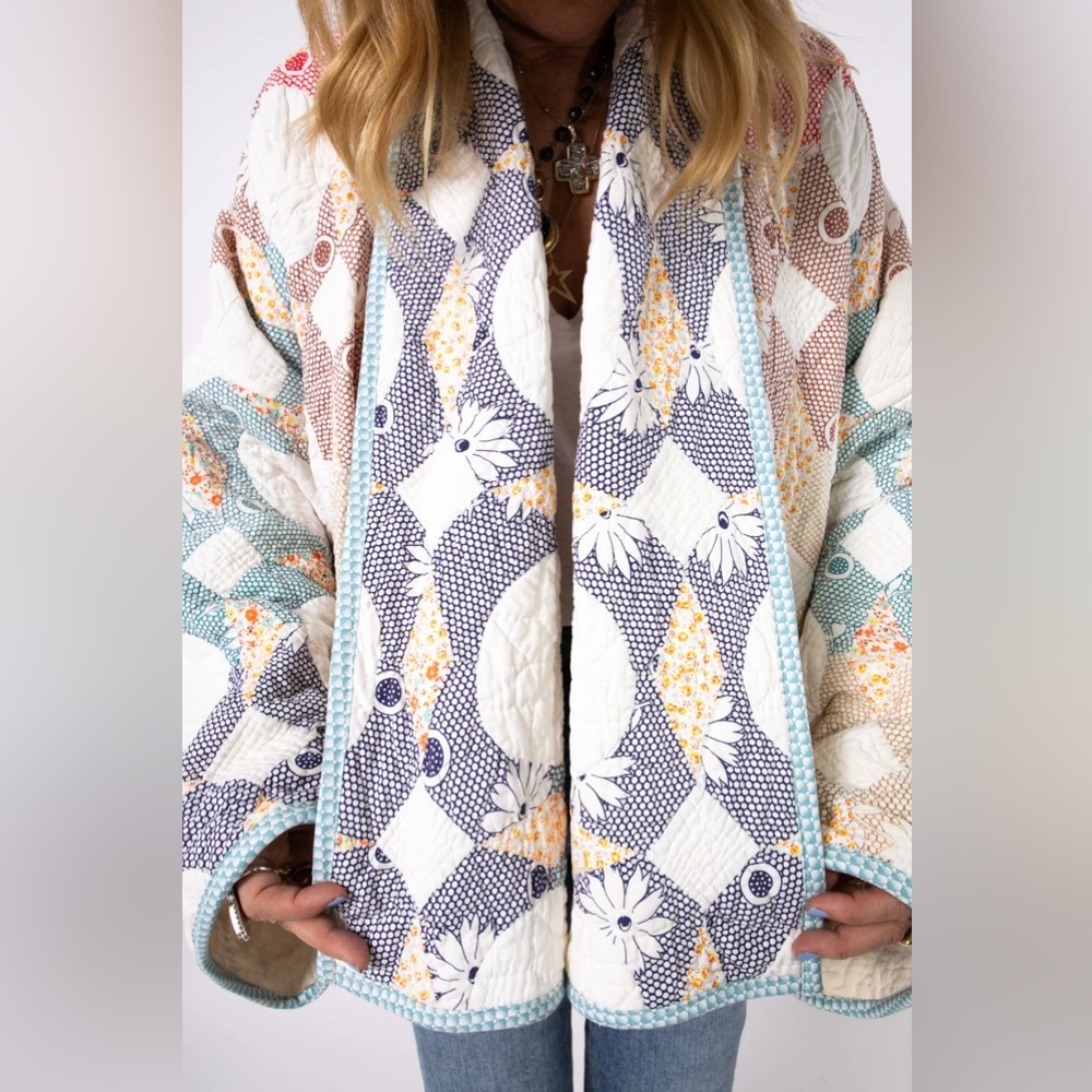 Lady Lancaster “Aunt Ethel” Vintage Quilt Shawl Collar Jacket - Picture 4 of 13